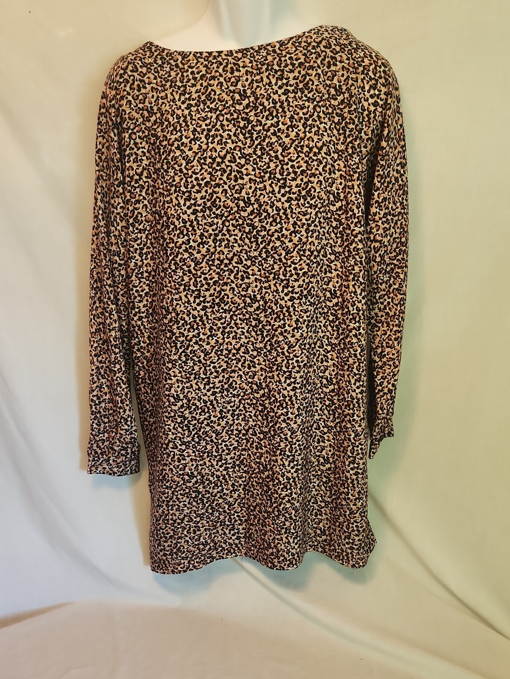 LOFT Long Sleeve Leopard Print Tunic Dress in Beige and Black